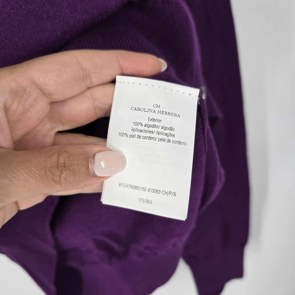 Carolina Herrera NEW Men's Purple Zip Up Sweater Elbow Patches Size S - Picture 6 of 12